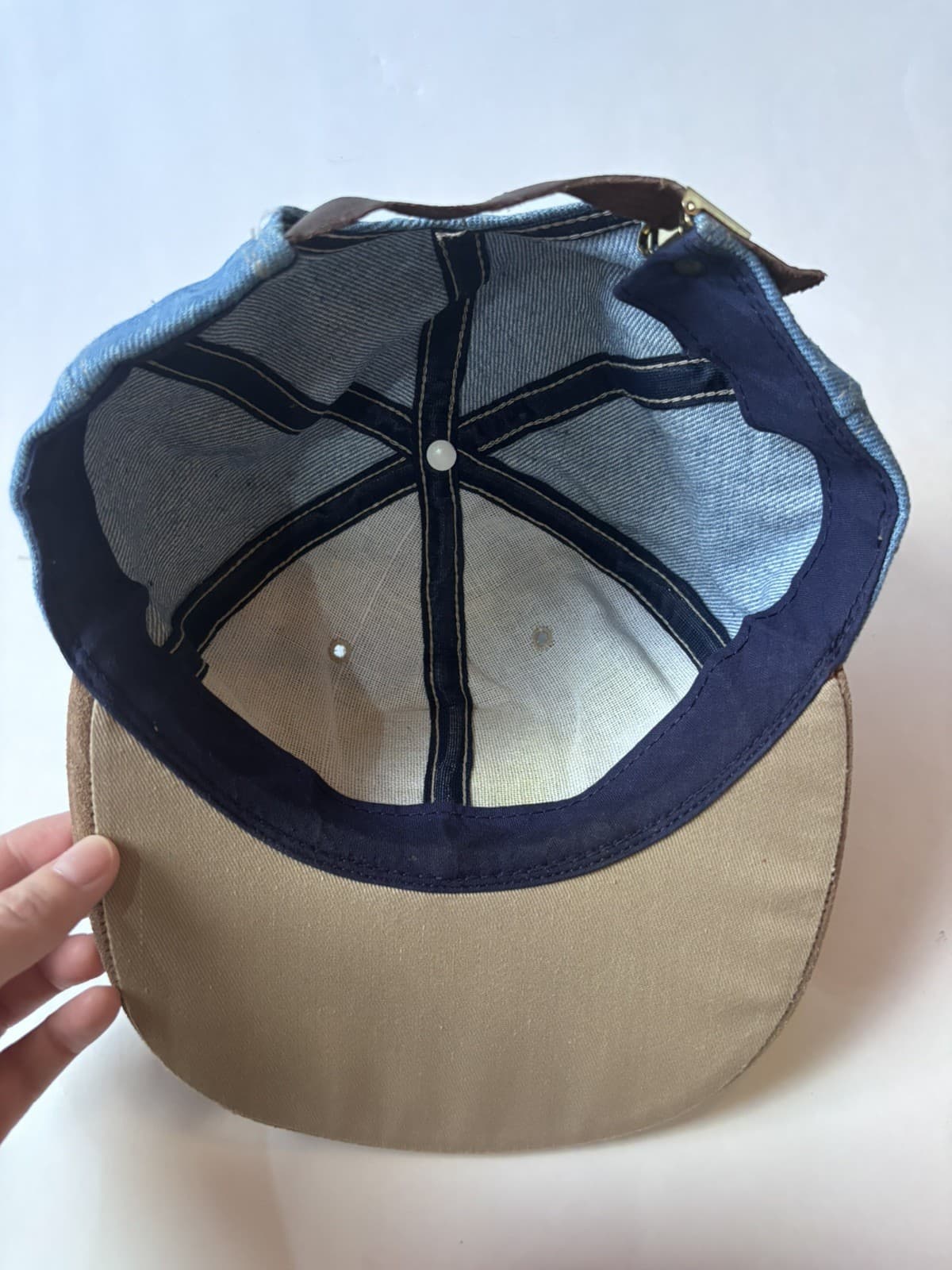 John Deere Denim & Suede Leather Patch Logo Snapback Hat Cap 5