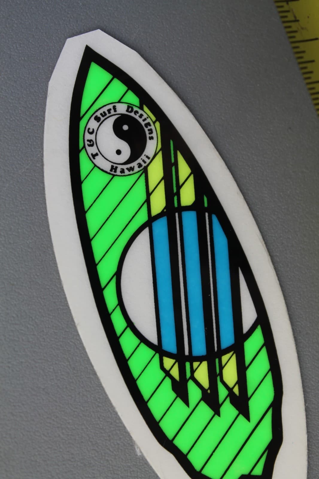 T&C Town Country Surfboards Clear Neon Green OG 80's V3A Vintage Surfing STICKER 3
