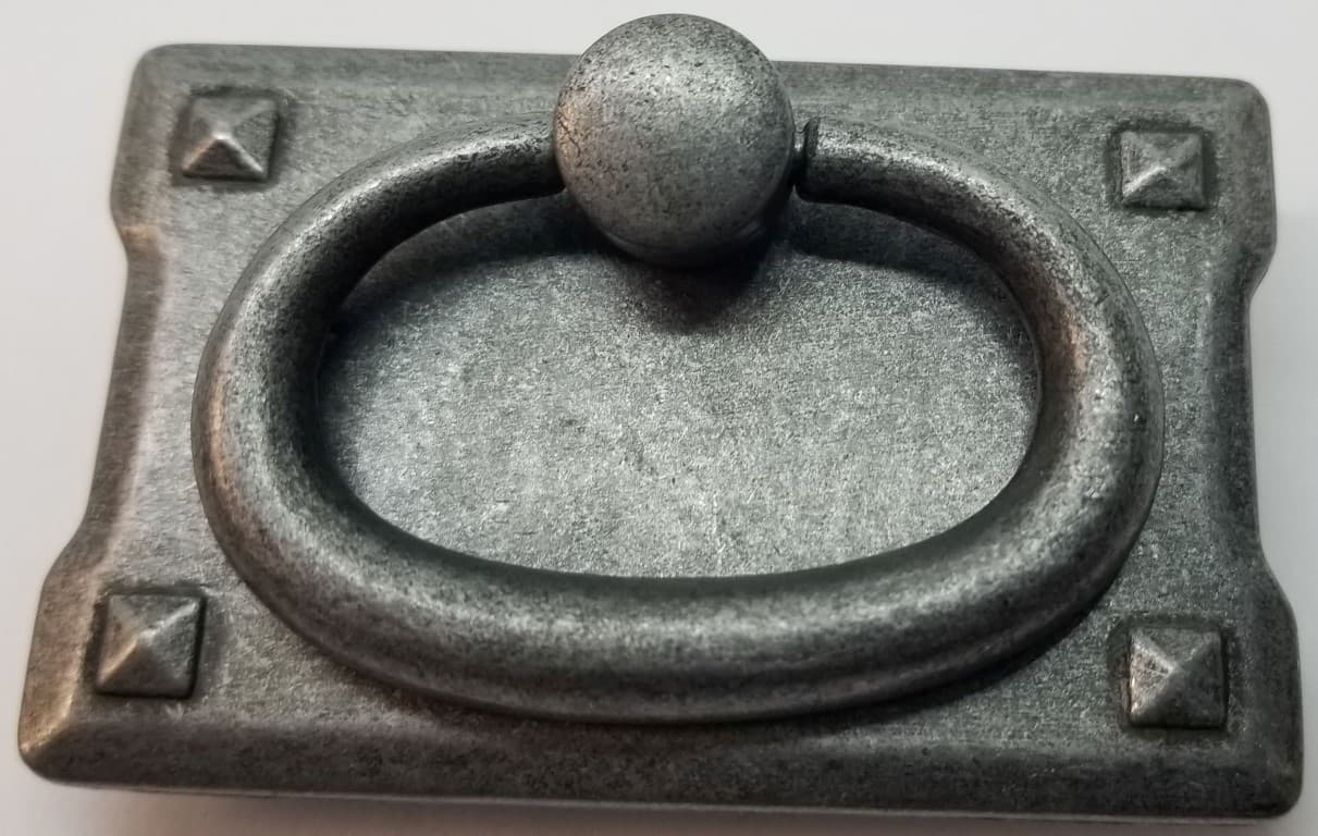 Pewter Silver Single Horizontal Mission Style Drawer Pull zinc antique patina 3