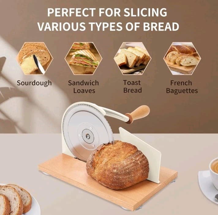 Manual Hand Crank Bread Slicer Stainless Steel Blade Slicing Guide Cover 4