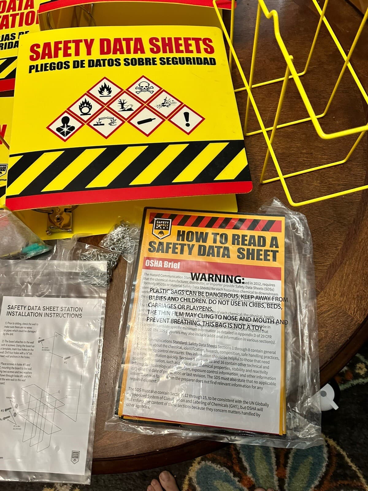 2 SDS Wall Stations With Safety Data Sheet Binder with Display Signs  "3 Ring" 5