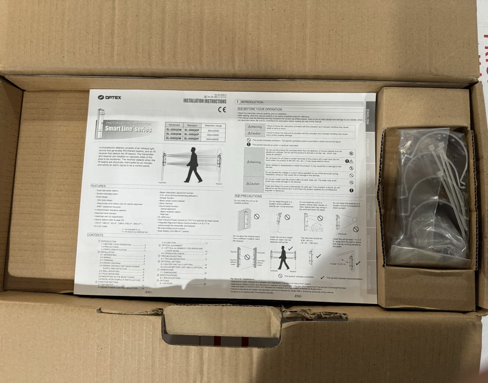 Optex SmartLine Outdoor Quad-Beam Photoelectric Detector, 100m SL-350QDP 3