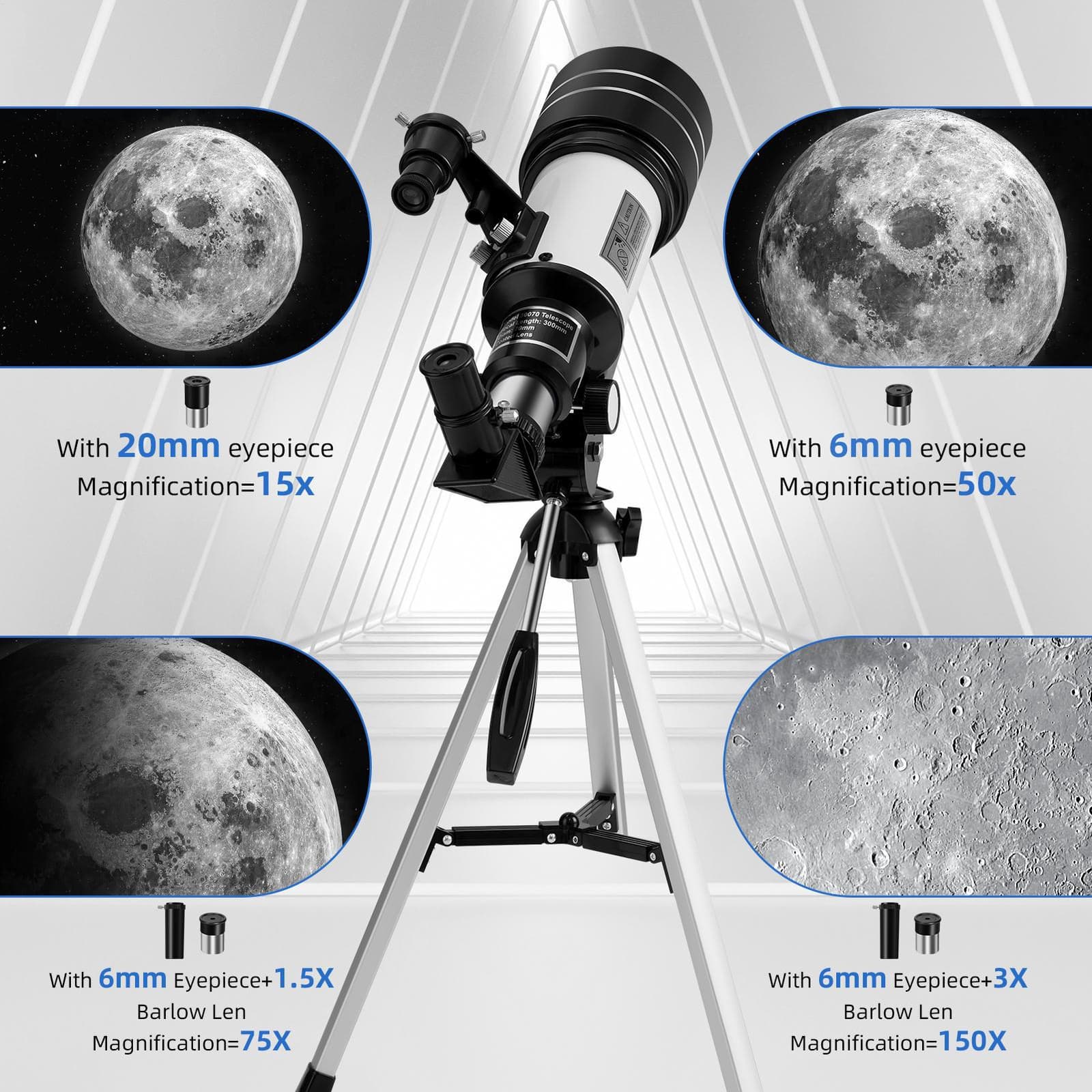 Professional Astronomical Telescope Night Vision  w/Certificate HD Viewing Space 3