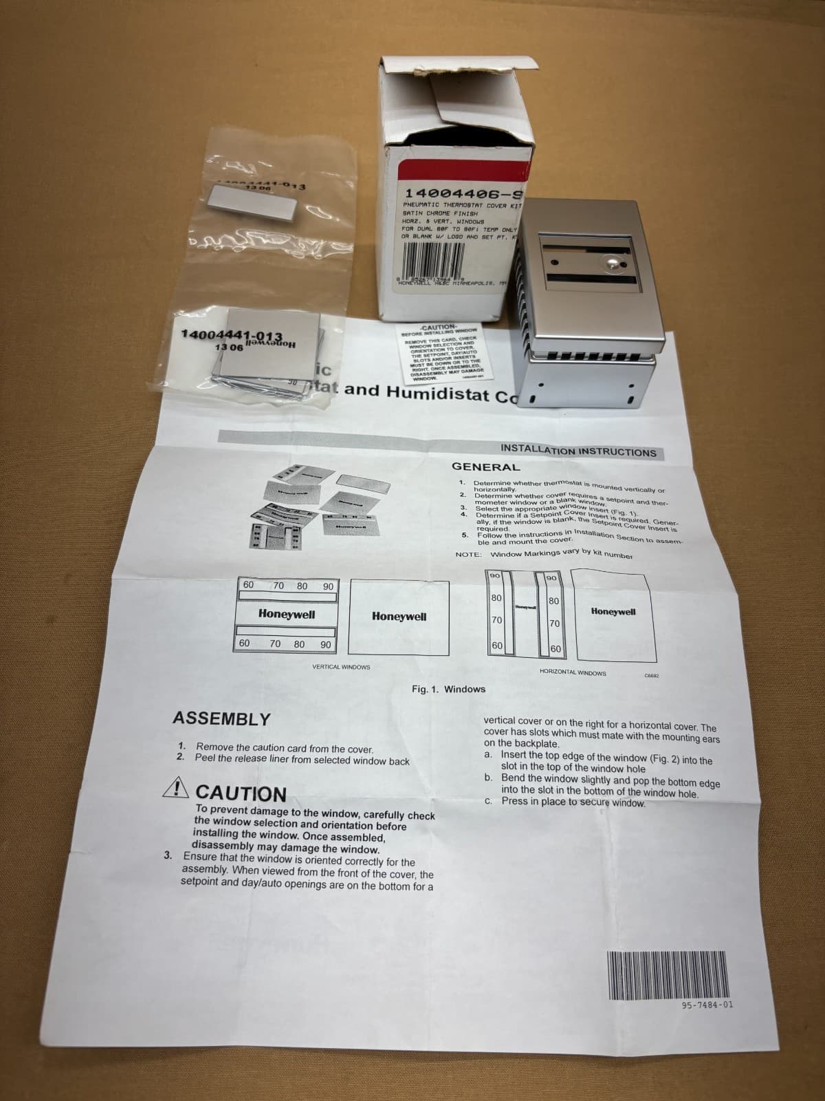 Honeywell 14004406-910 Pneumatic Thermostat Cover Kit Satin Chrome Finish