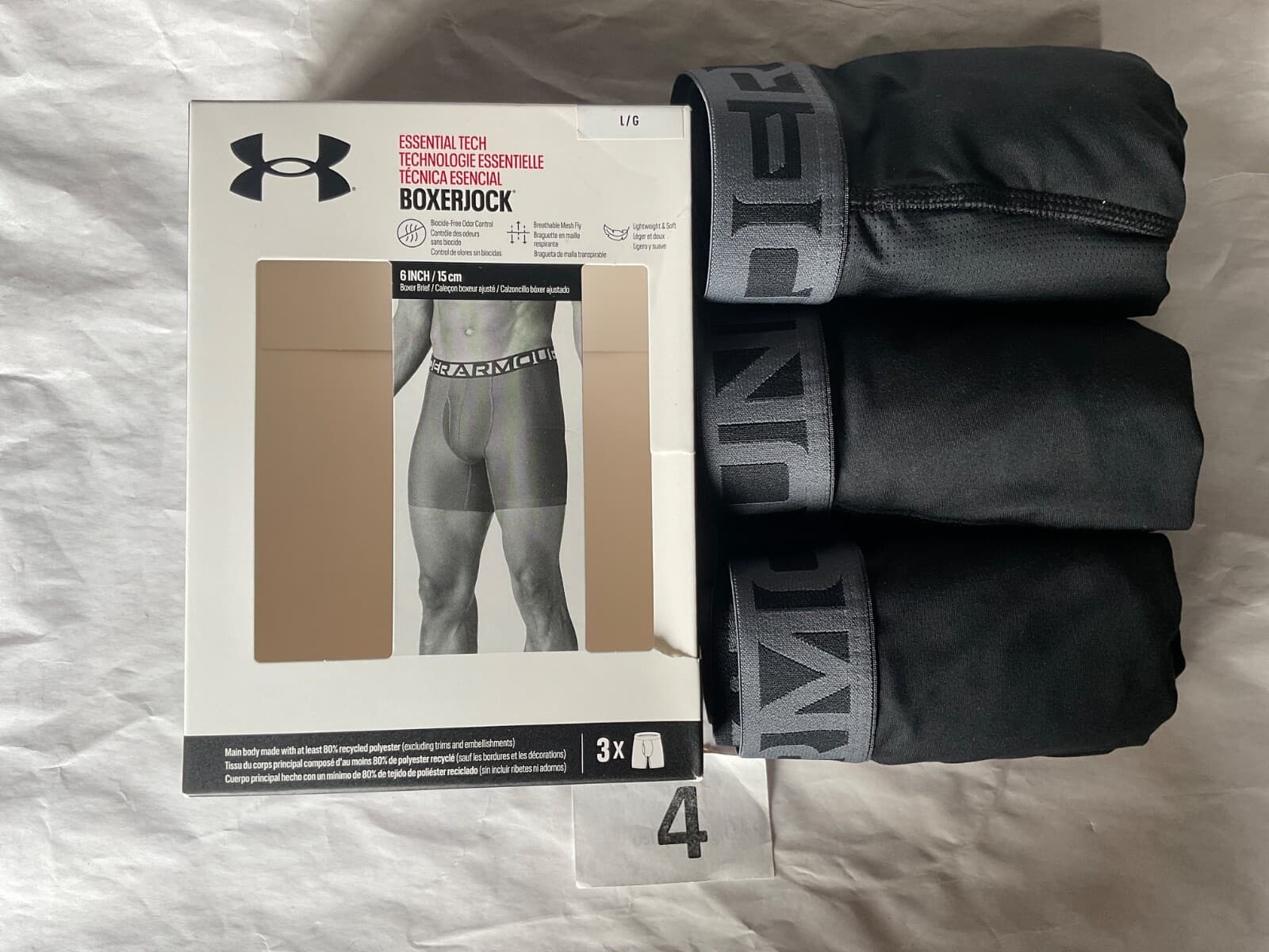 Under Armour 6 inch Tech Boxer Brief New Tag Men Sizes Box Contains 3 Boxerjocks 5