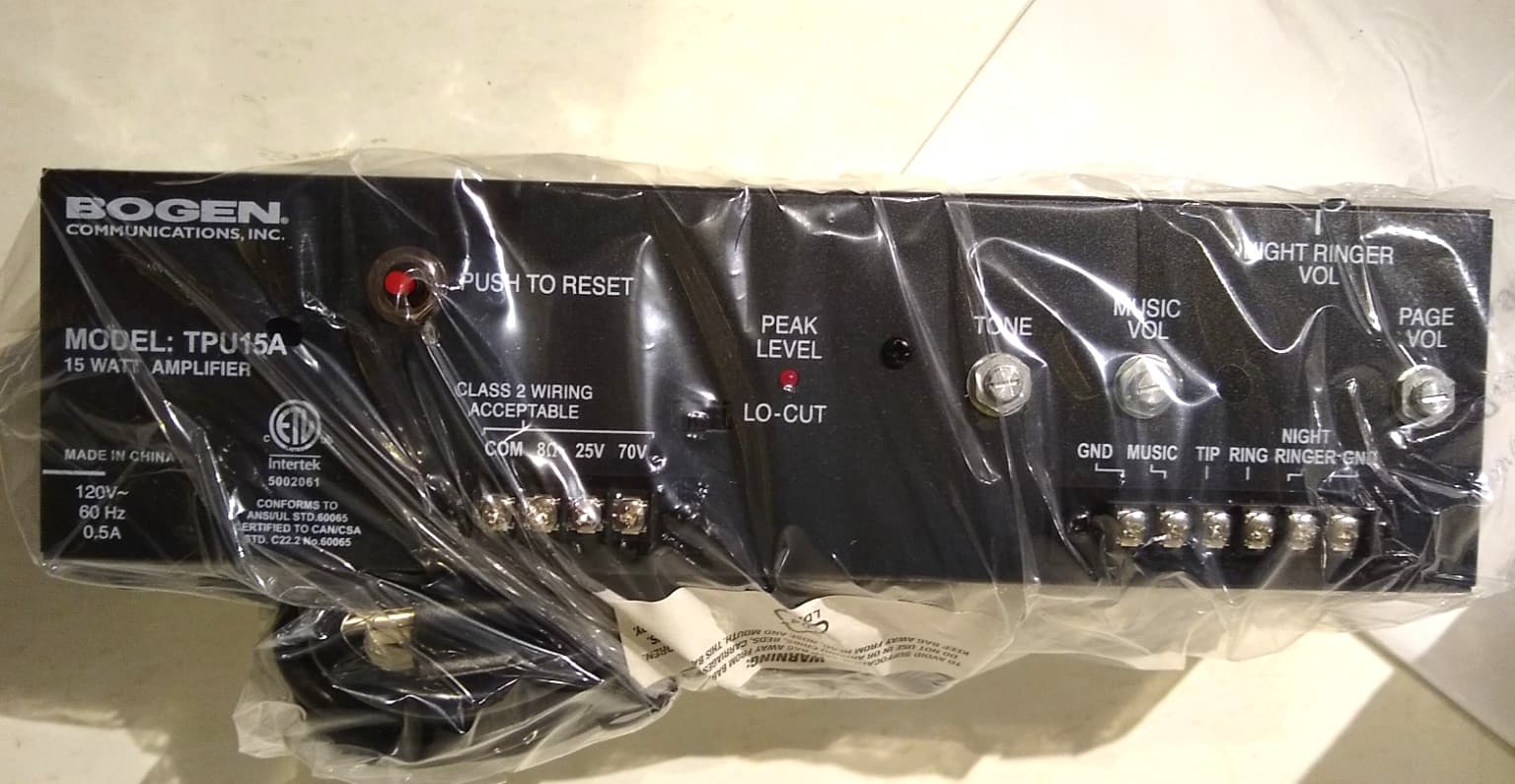 Bogen TPU15A Telephone Paging Amplifier 15 Watt 70V/25V TPU-15A