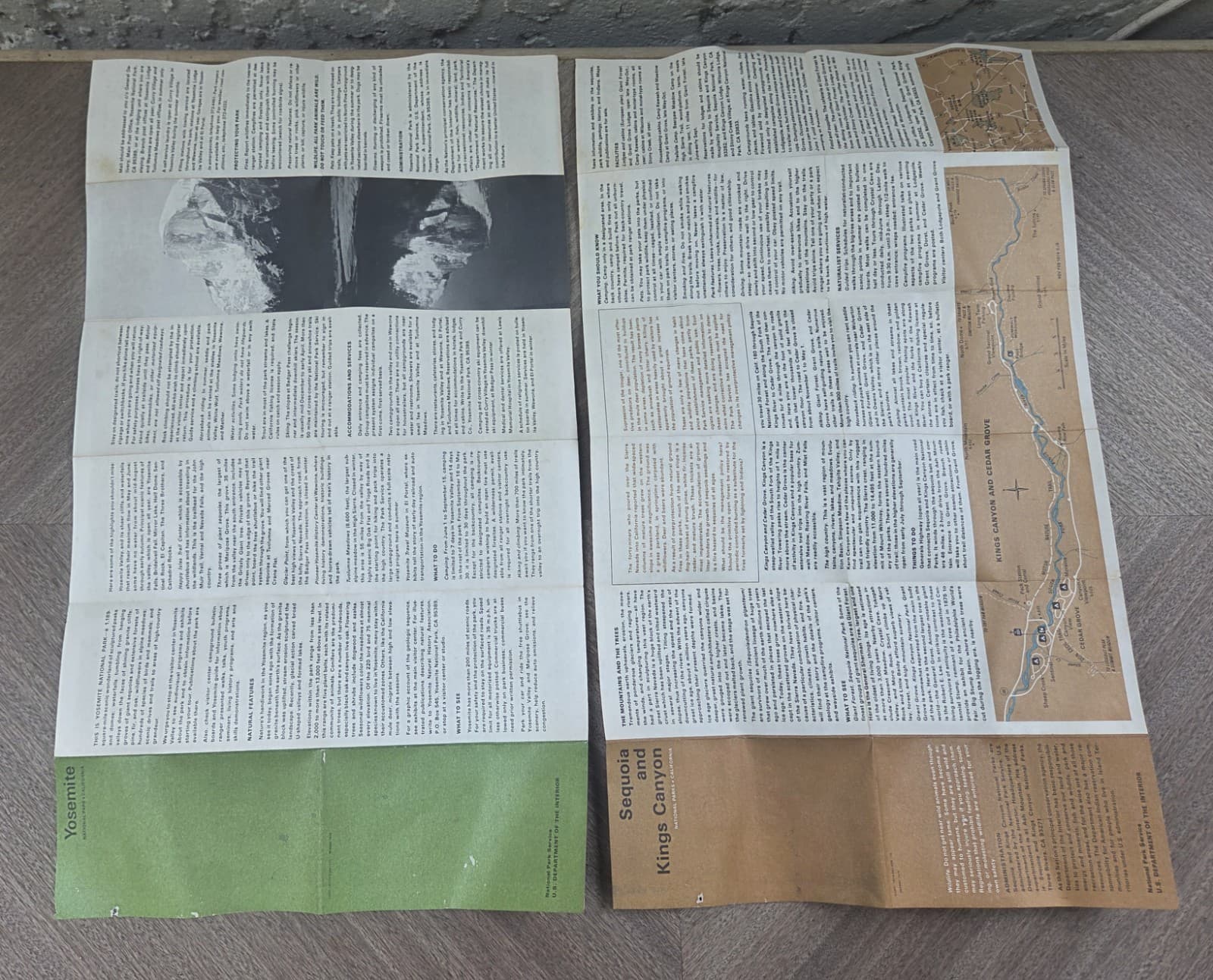 1970's Yosemite & Sequoia National Park California US Dep of Maps Brochure  4