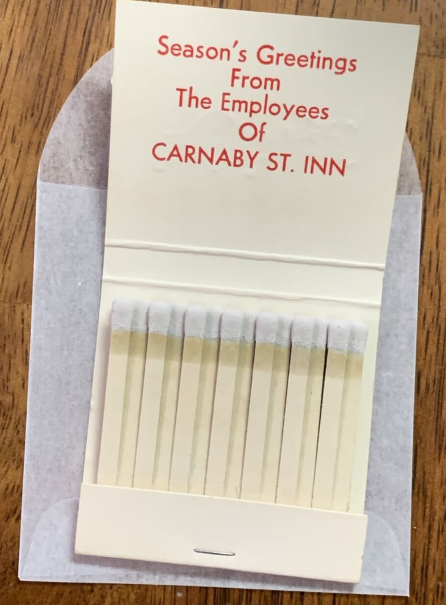 Matchbook Season's Greetings Carnaby Street Inn Embossed #0126 3