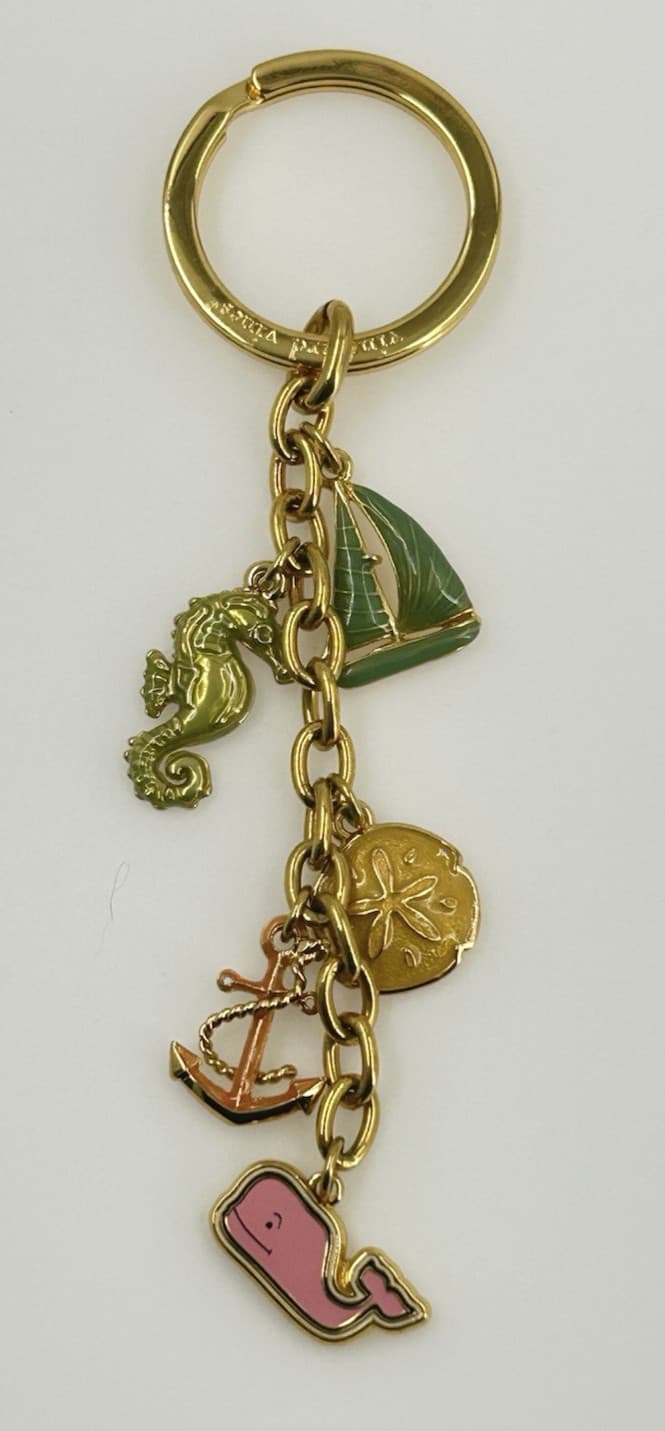 Vineyard Vines Nautical Whale Charm Gold Tone Sailboat Anchor Seahorse Keychain