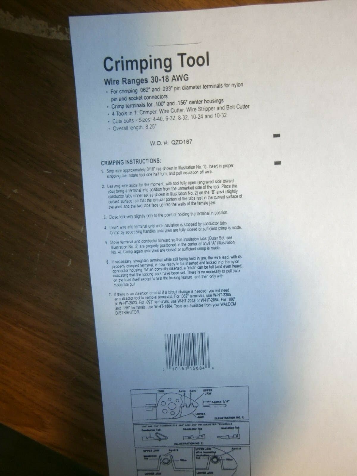 Waldom W-HT-1921 Molex .062 & .093 Crimp Tool,Wire & Bolt Cutter,Stripper,New 6