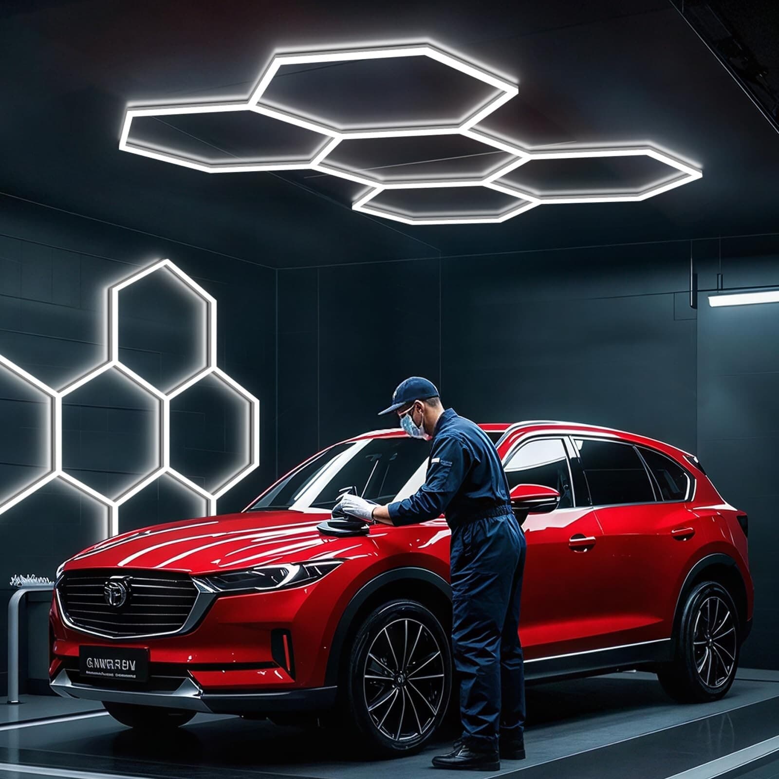 LED Honeycomb Light Hexagon Garage Lights High Brightness 5-Hex Light for Garage 5