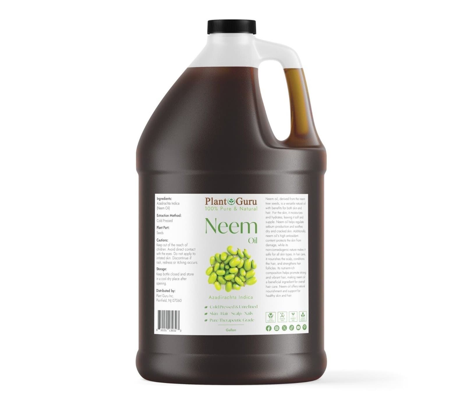 Neem Oil Cold Pressed 100% Pure Natural Unrefined Virgin Raw