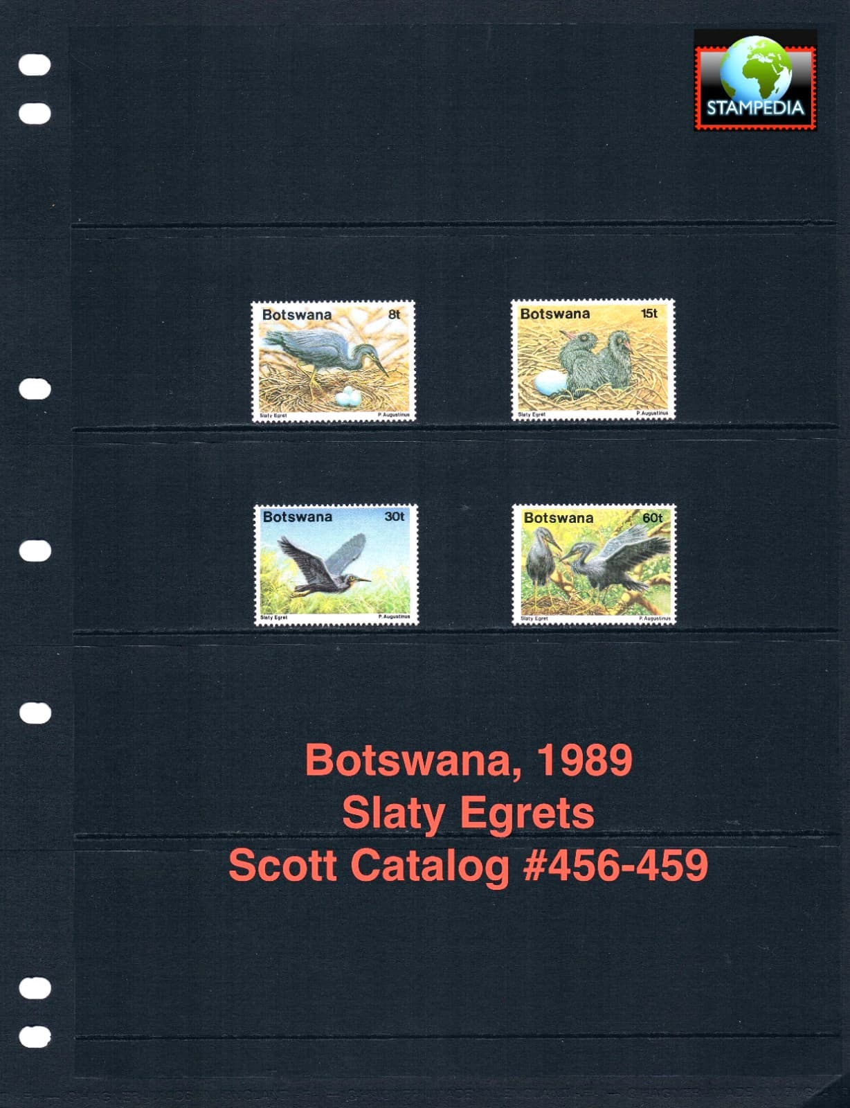 $5.50 Scott Value - 1989 BOTSWANA Egrets Birds African Wildlife CV MNH NH UMM