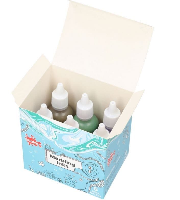 6 METALLIC SCOLA MARBLING INK 25ml DROPPER TOP GOLD SILVER BLUE GREEN RED PURPLE 2