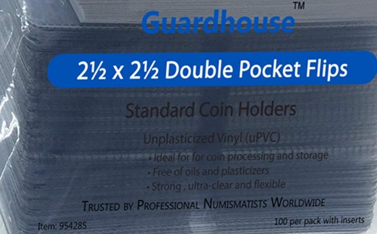 2.5x2.5 Unplasticized Coin Flips Double Pocket Holders 100 Archival Guardhouse 5