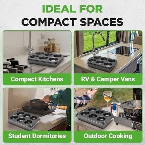 NutriChef 6pc Non-Stick Bakeware Set for Toaster Oven – Pans, Tray, Muffin 2