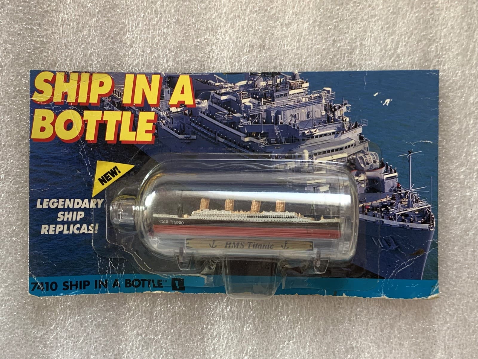 DAMAGED CARD MINIATURE HMS TITANIC OCEAN LINER SHIP IN A BOTTLE MICRO MACHINES 6