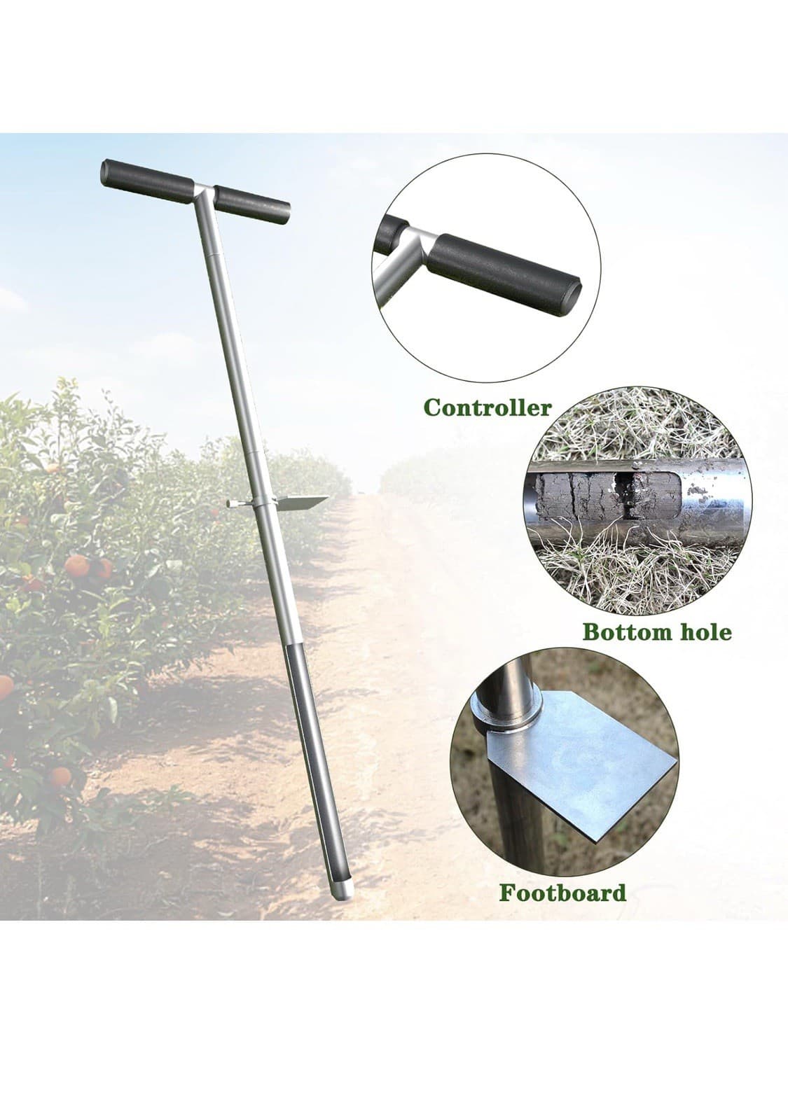 36” Soil Sample Probe Stainless Steel T-Handle Soil Sample Test Kit 4