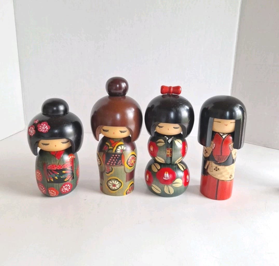  Japanese Kokeshi Wooden Doll  Lot Bulk Japan  5
