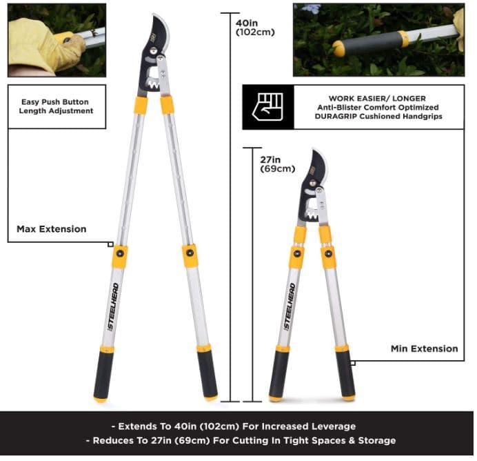 Telescopic Ratchet Loppers Heavy Duty Branch Trimmer Cutter Tree Yard Work BEST 6