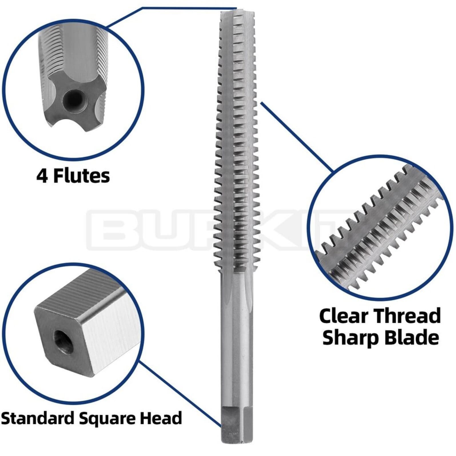 ACME 1/2"-10 Trapezoidal Tap Right Hand, HSS 1/2 x 10 Trapezoidal Thread Tap 3