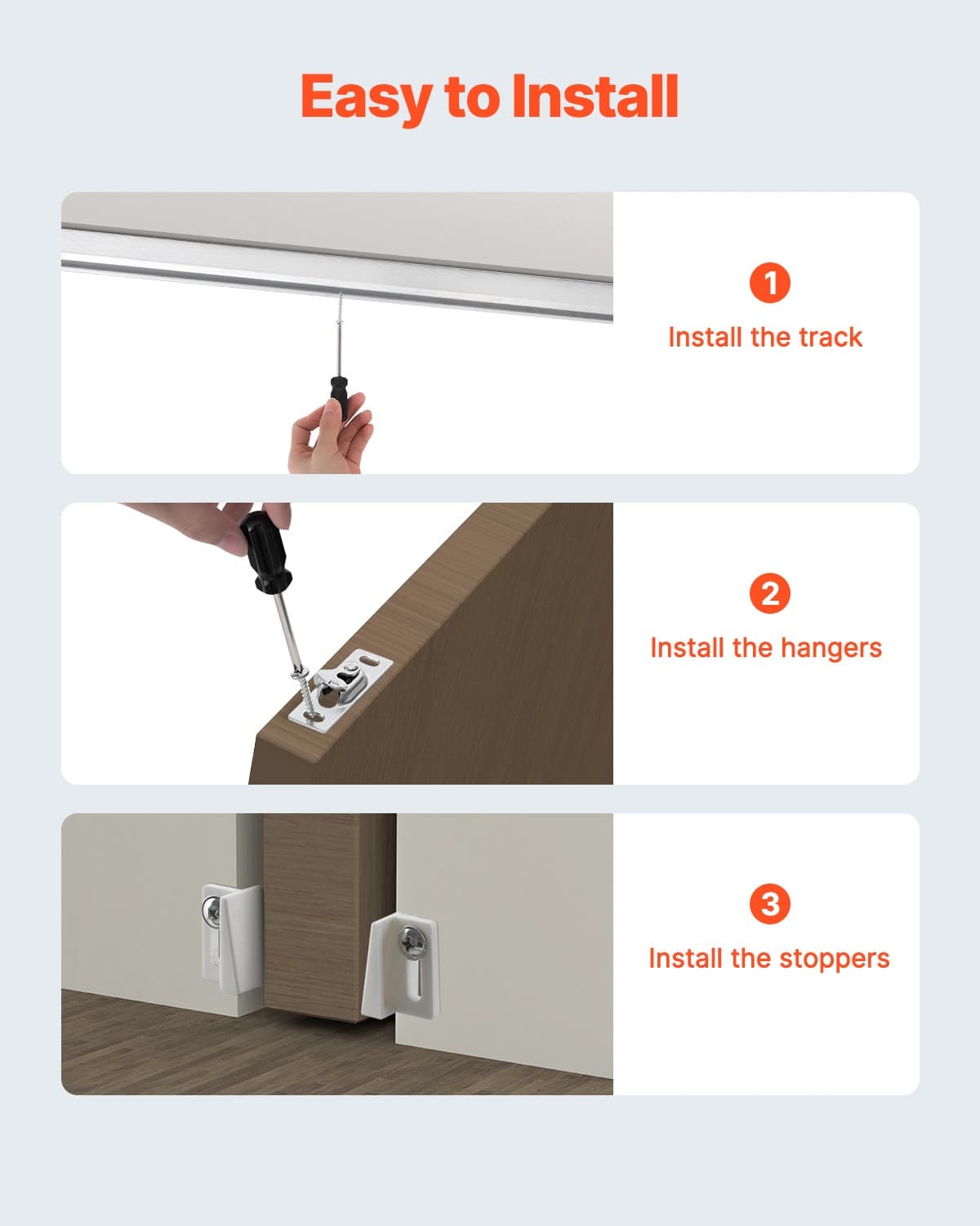 Pocket Door Track Kit 4.73 ft Heavy Duty Pocket Door Hardware Track Set 3 Wheels 5