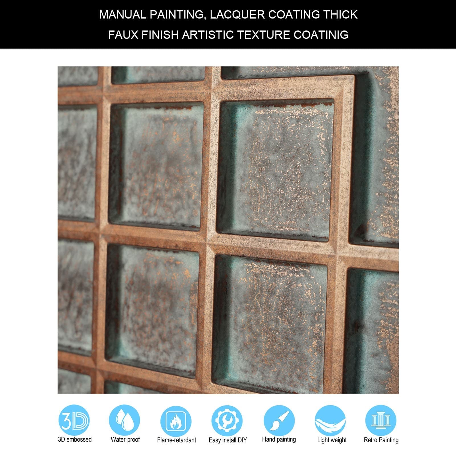 Drop in ceiling tile 3D Embossed wall panels PL82 Weather copper 10pcs/lot 4