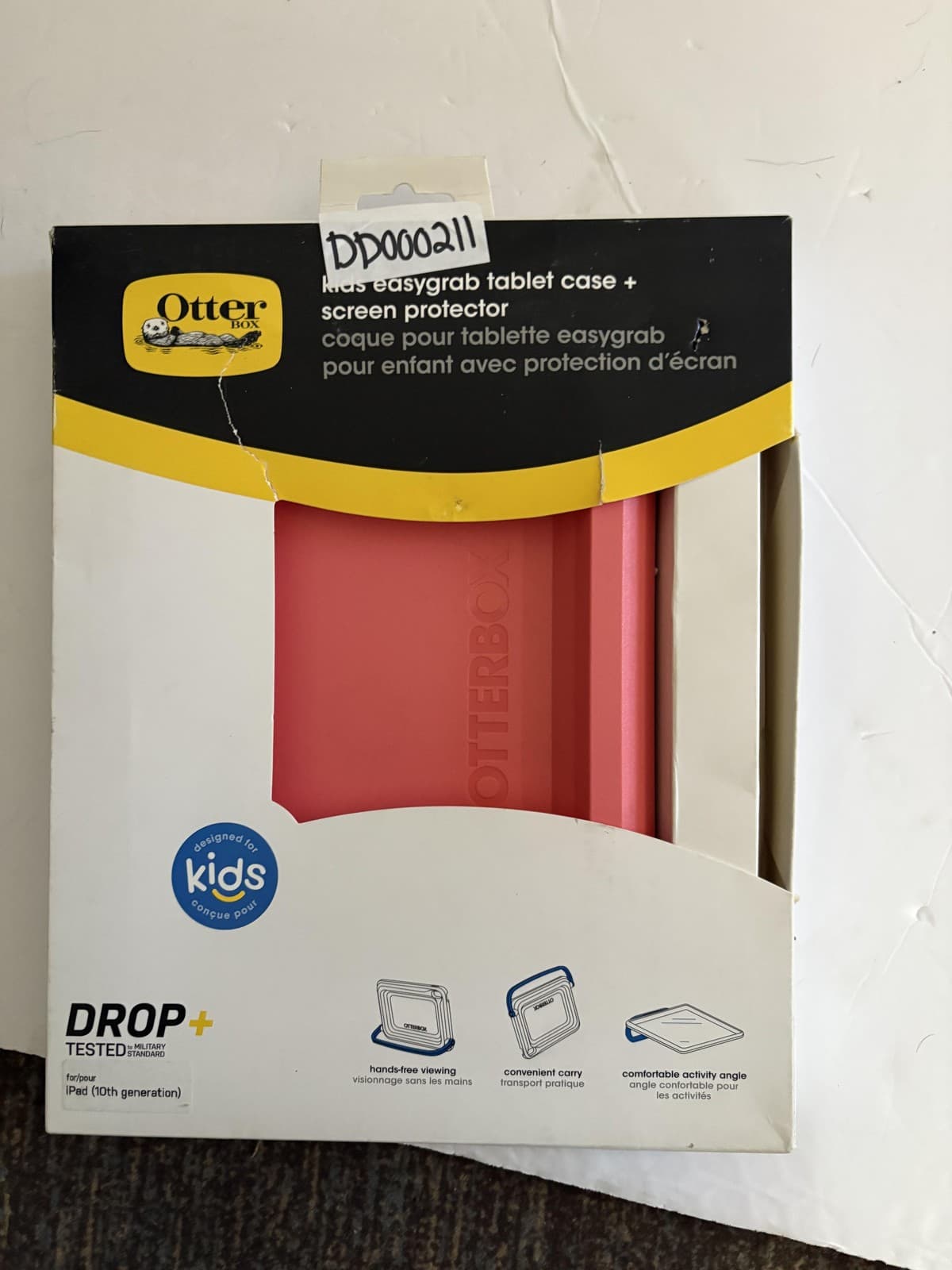 OtterBox Kids EasyGrab Tablet Case + Screen Protector for iPad 7th Gen Pink