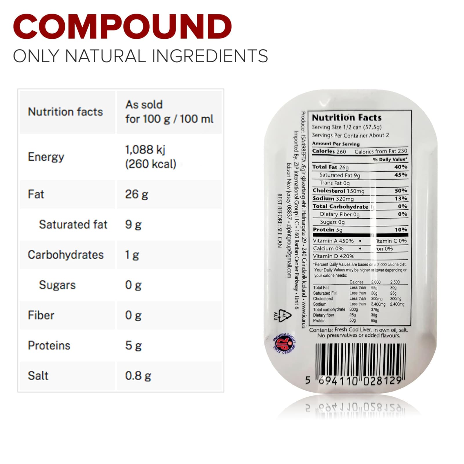 Wild Cod Liver Canned From Iceland 4.27oz pack of 3 5