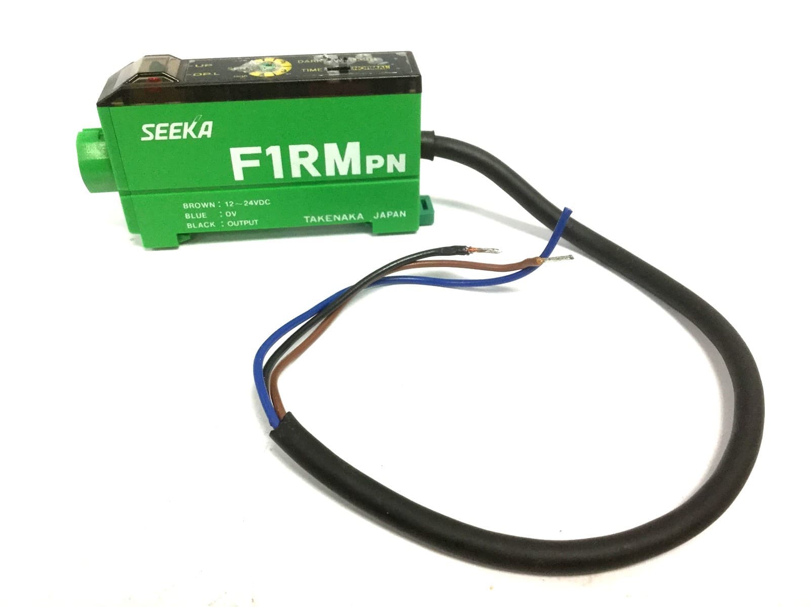 Seeka F1RM-PN Fiber Optic Sensor, Brown: 12-24VDC, Blue: 0VDC, Black: Output