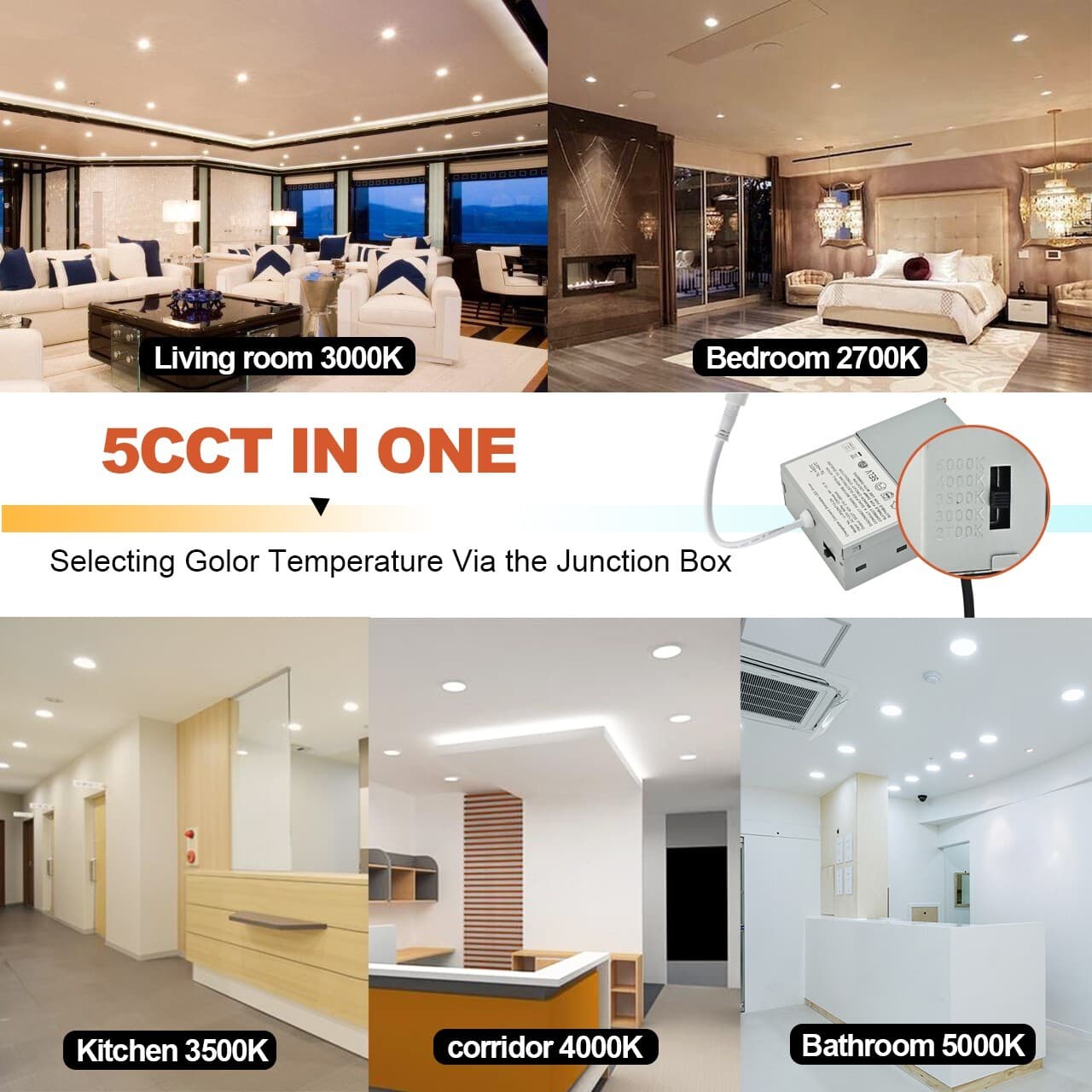 12 Pack 6 Inch 13W 5CCT LED Ceiling Lights Downlights Dimmable with Junction Box 4