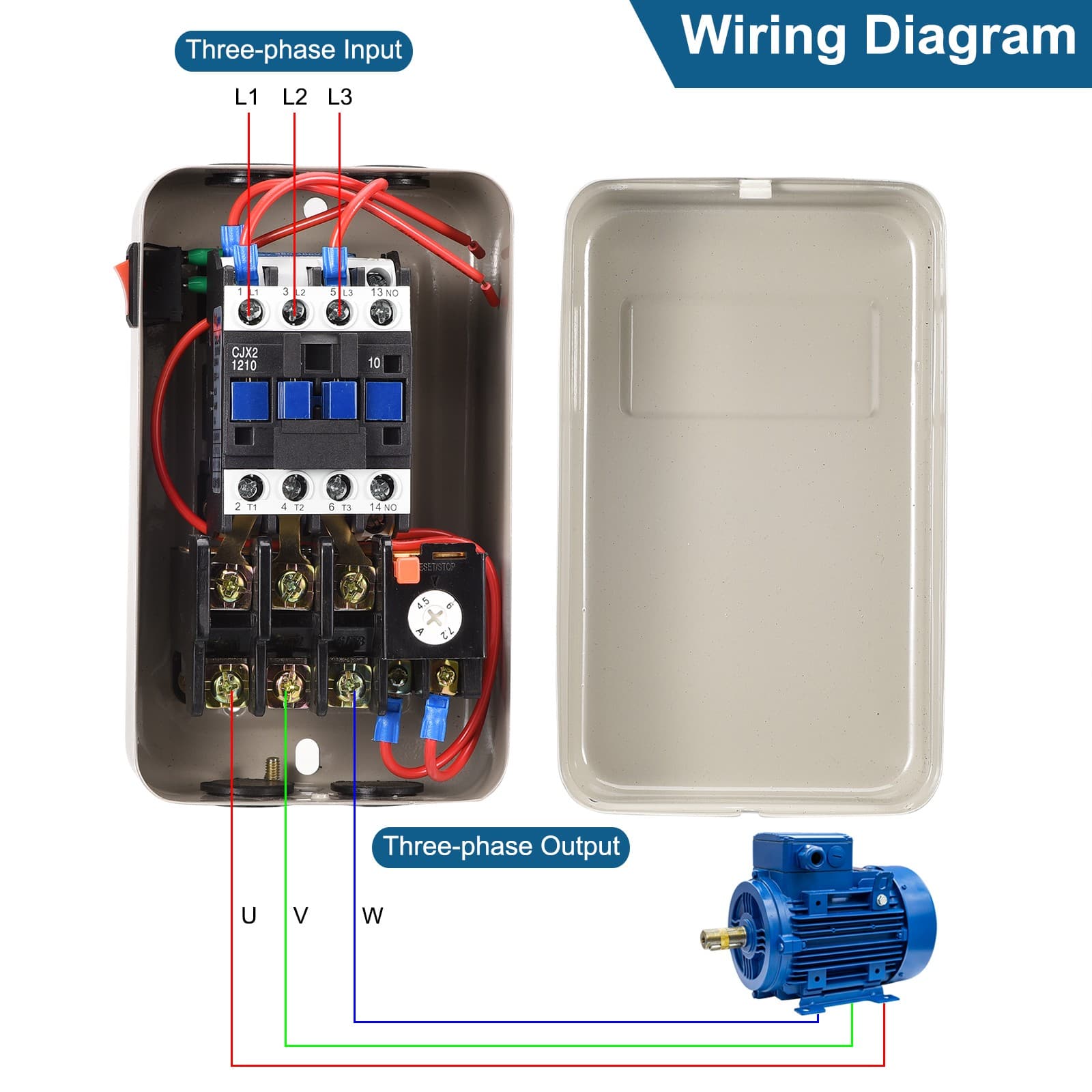 Magnetic Electric Motor Starter, 380V 2.2KW 3HP,  3 Phase Electric Starter 5
