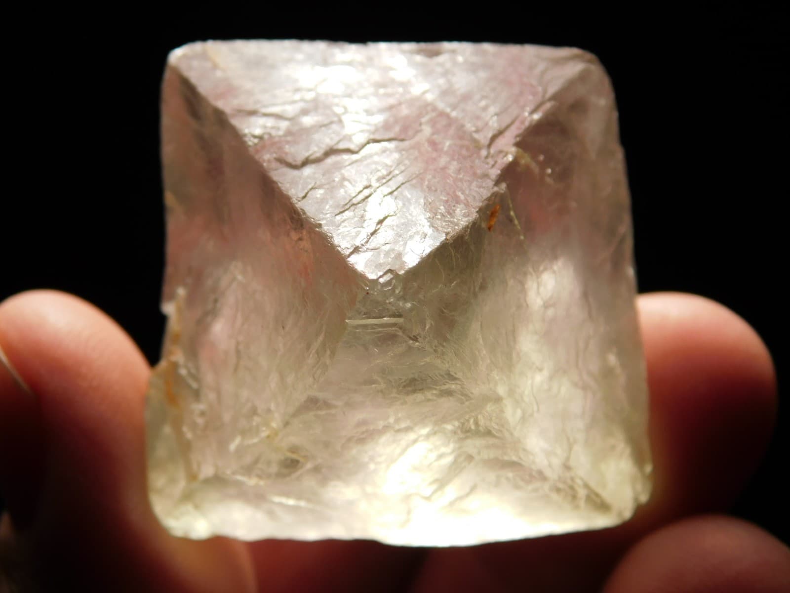 Larger! Semi Translucent! FLUORESCENT FLUORITE Octahedron CRYSTAL 71.6gr