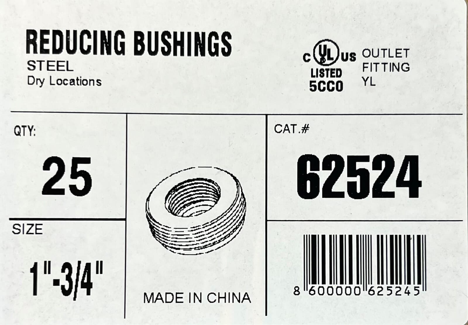 Rigid or IMC Electrical Conduit Reducing Bushing Steel 1" to 3/4" 50 pc 4