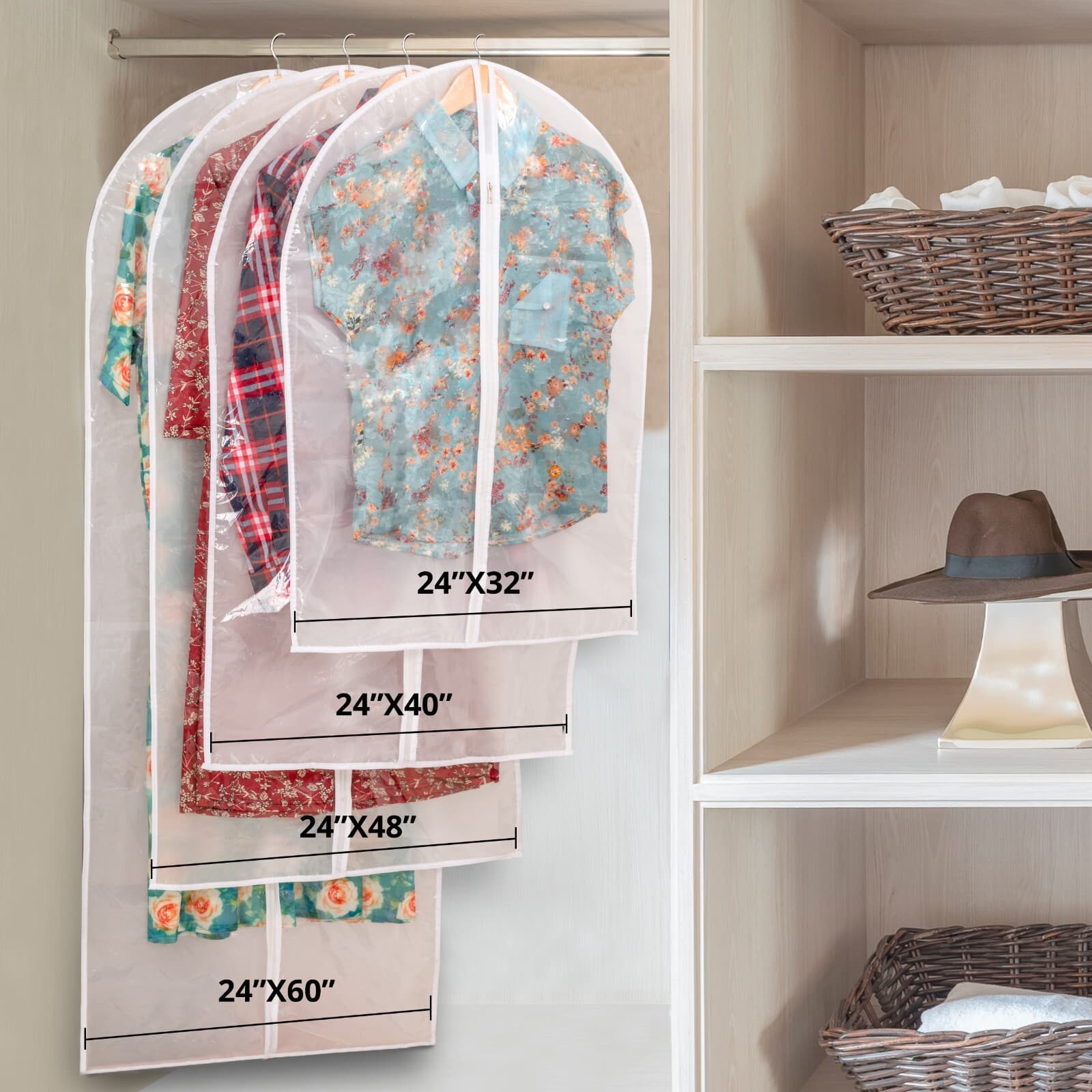 Clear Garment Bag Suit Bags Closet Storage Dust Cover with Zipper for Clothes 5