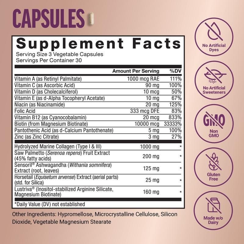 Force Factor Hair Accelerator - Biotin, Vit E&C, 60 Mixed Berry Gummies 6