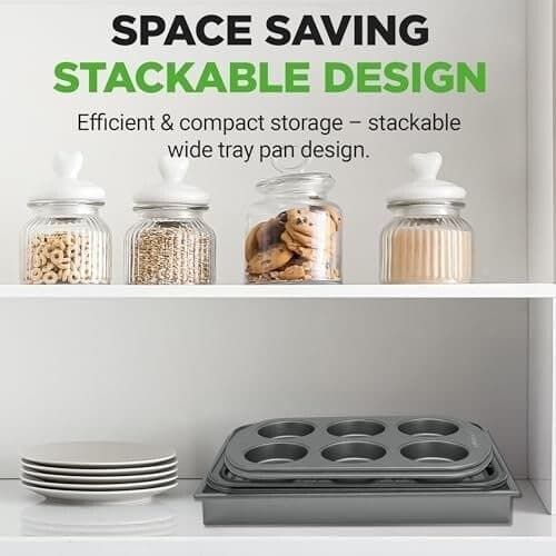 NutriChef 6pc Non-Stick Bakeware Set for Toaster Oven – Pans, Tray, Muffin 3