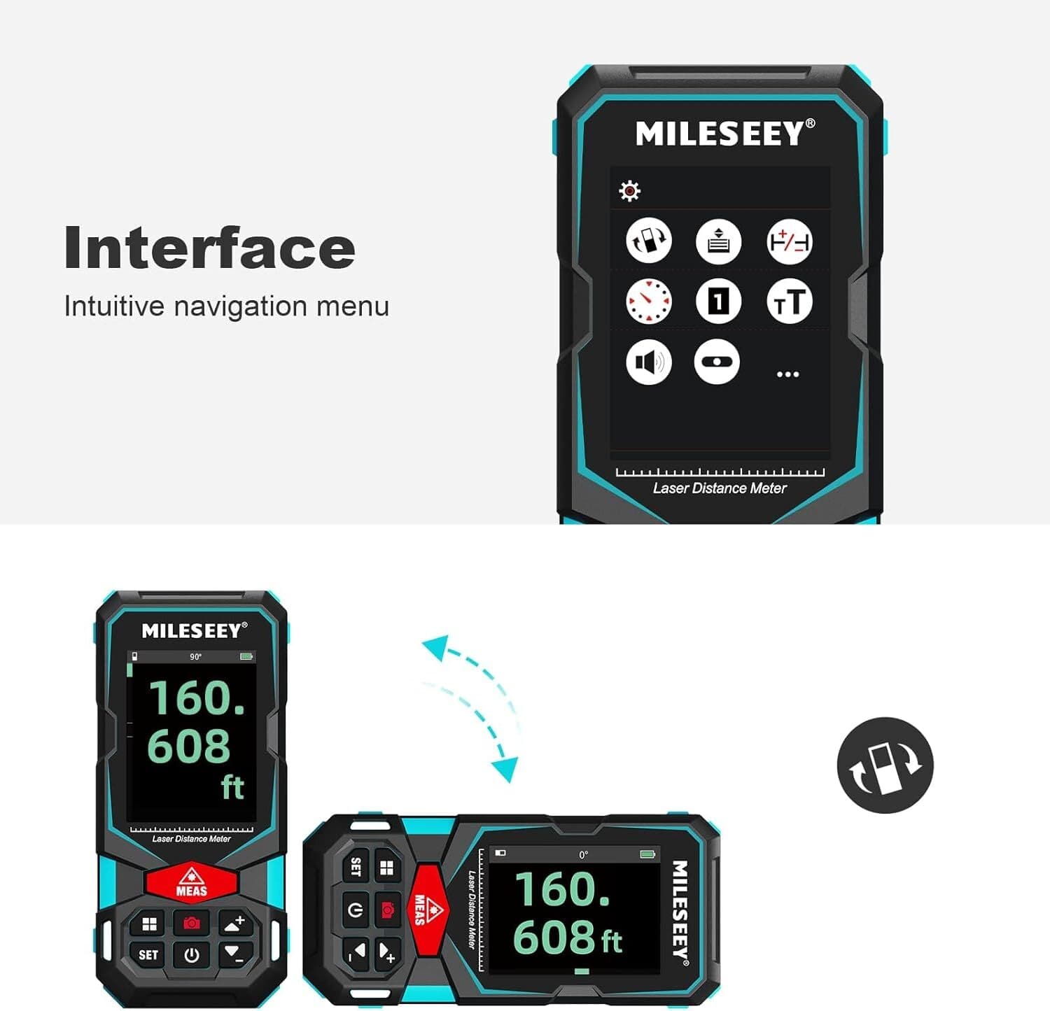 MiLESEEY 100M Laser Distance Meter with Pointfinder Camera Outdoor Measuring 2