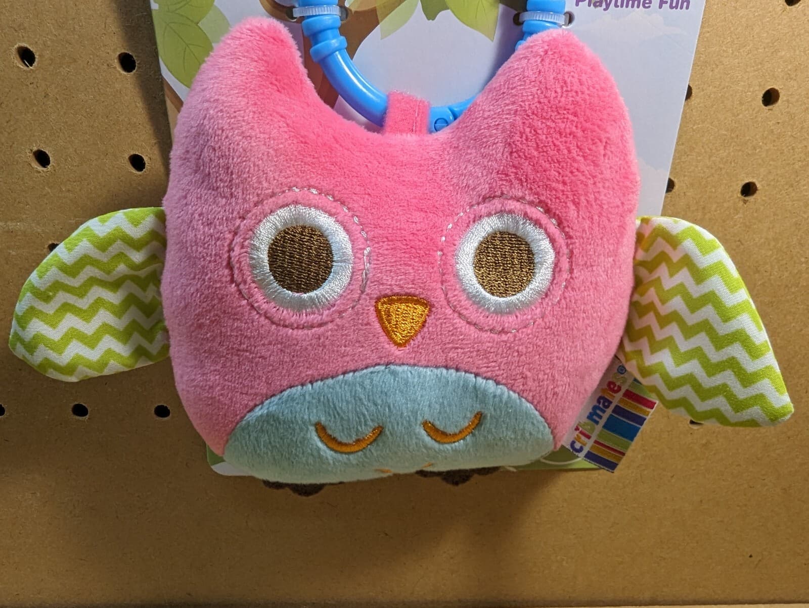 Cribmates Pink Owl Plush Stroller Toy Rattle 0+ Months Stuffed Animal Toy New.. 2
