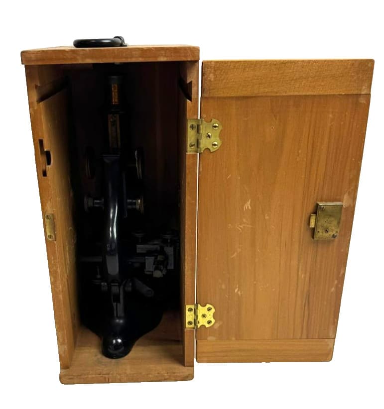 Antique Bausch & Lomb Optical Co. Microscope w/ Wooden Box no Key - Sold As Is 4