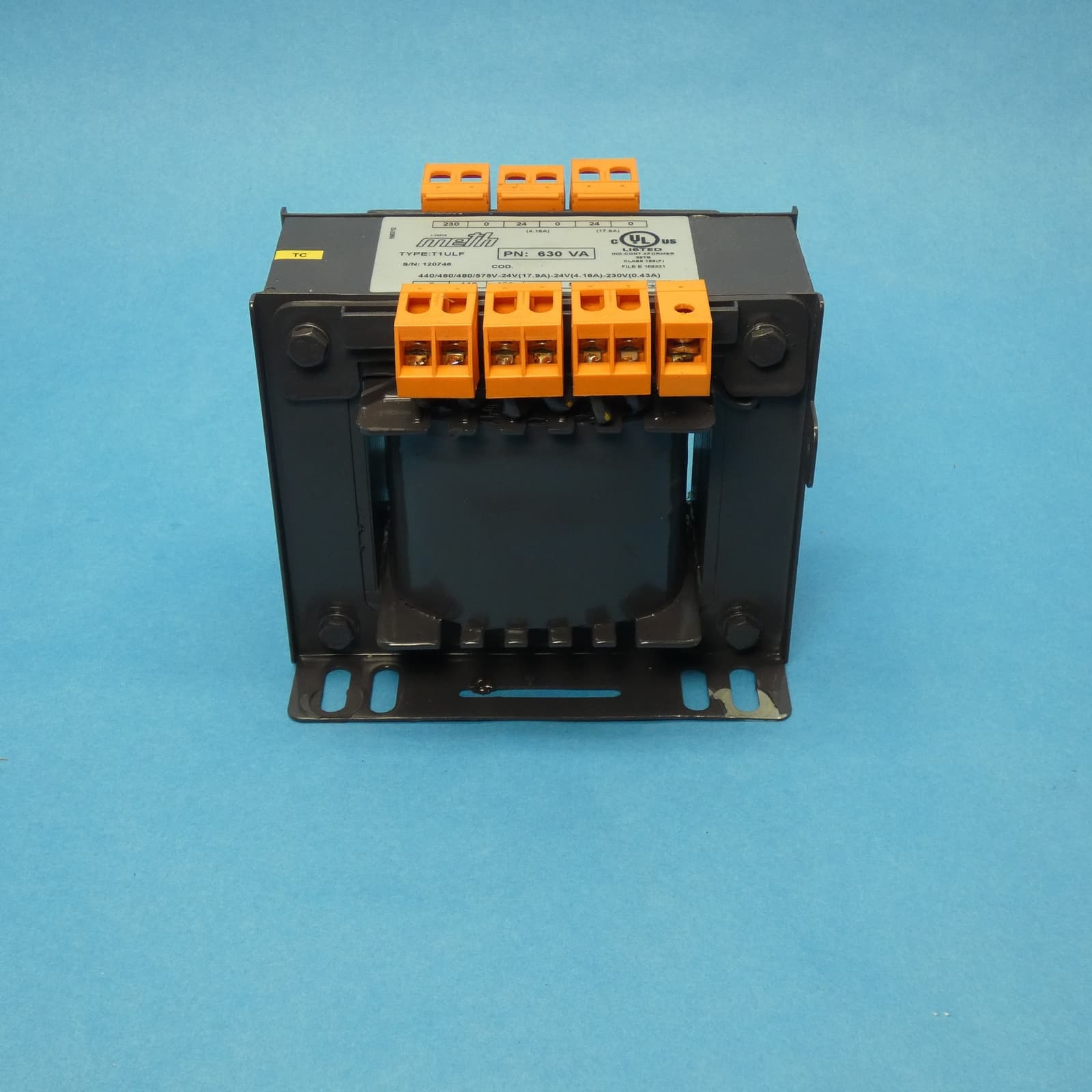 Meth Electric T1ULF-630 Control Transformer 630 VA 440-480/575V X 24VAC/230VAC 2