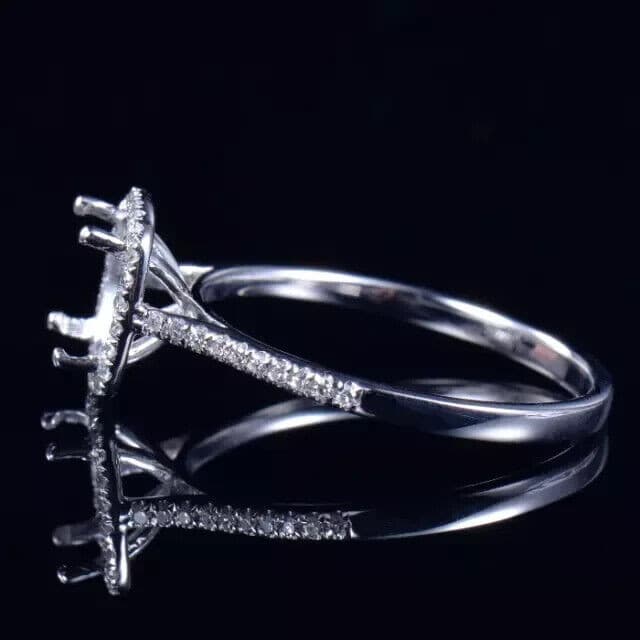 6 MM Round Moissanite Women Semi Mount Halo Wedding Ring 14K White Gold Plated 4
