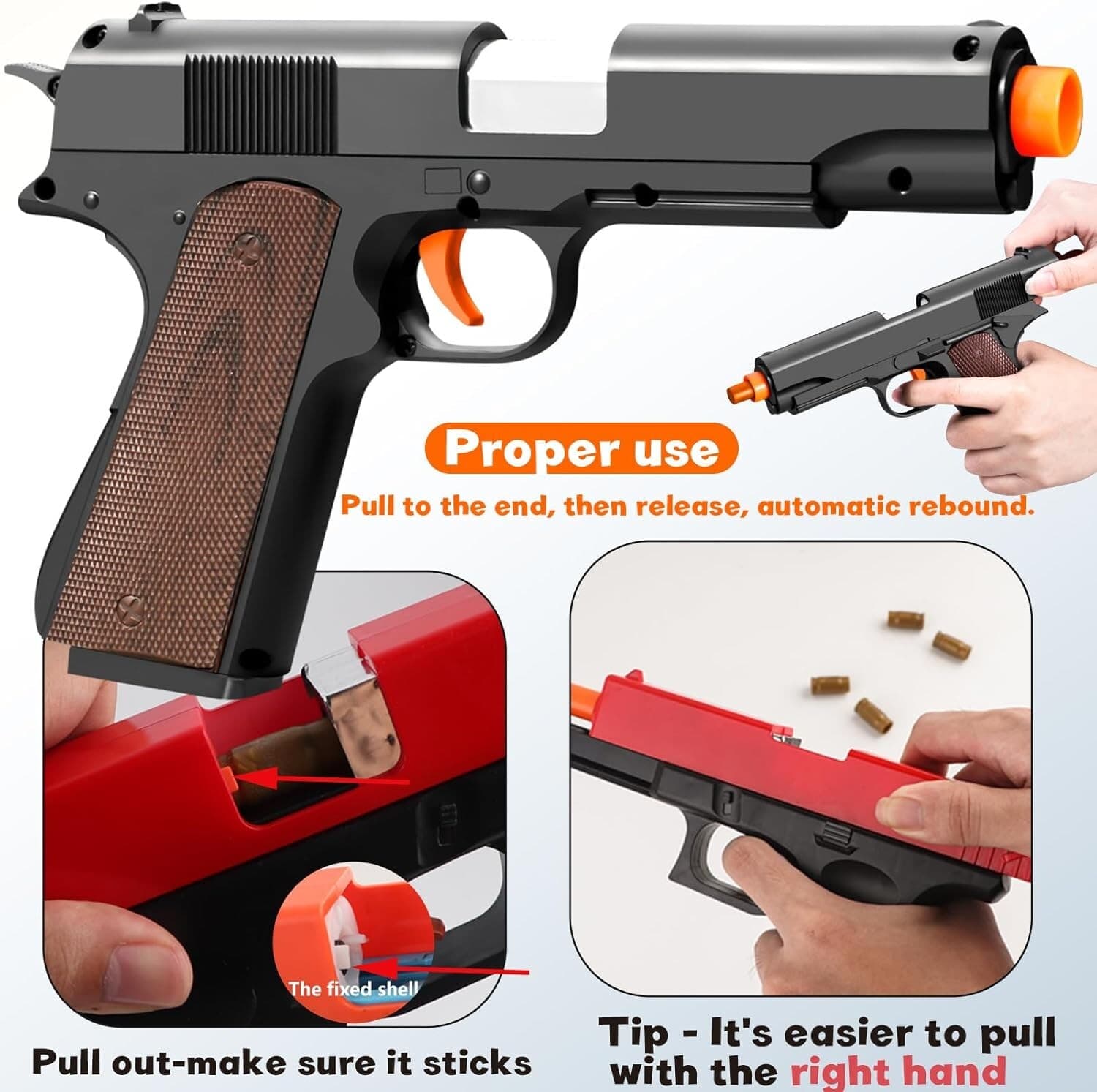 Pistola de espuma blanda que expulsa balas de perdigones, juguete realista 3