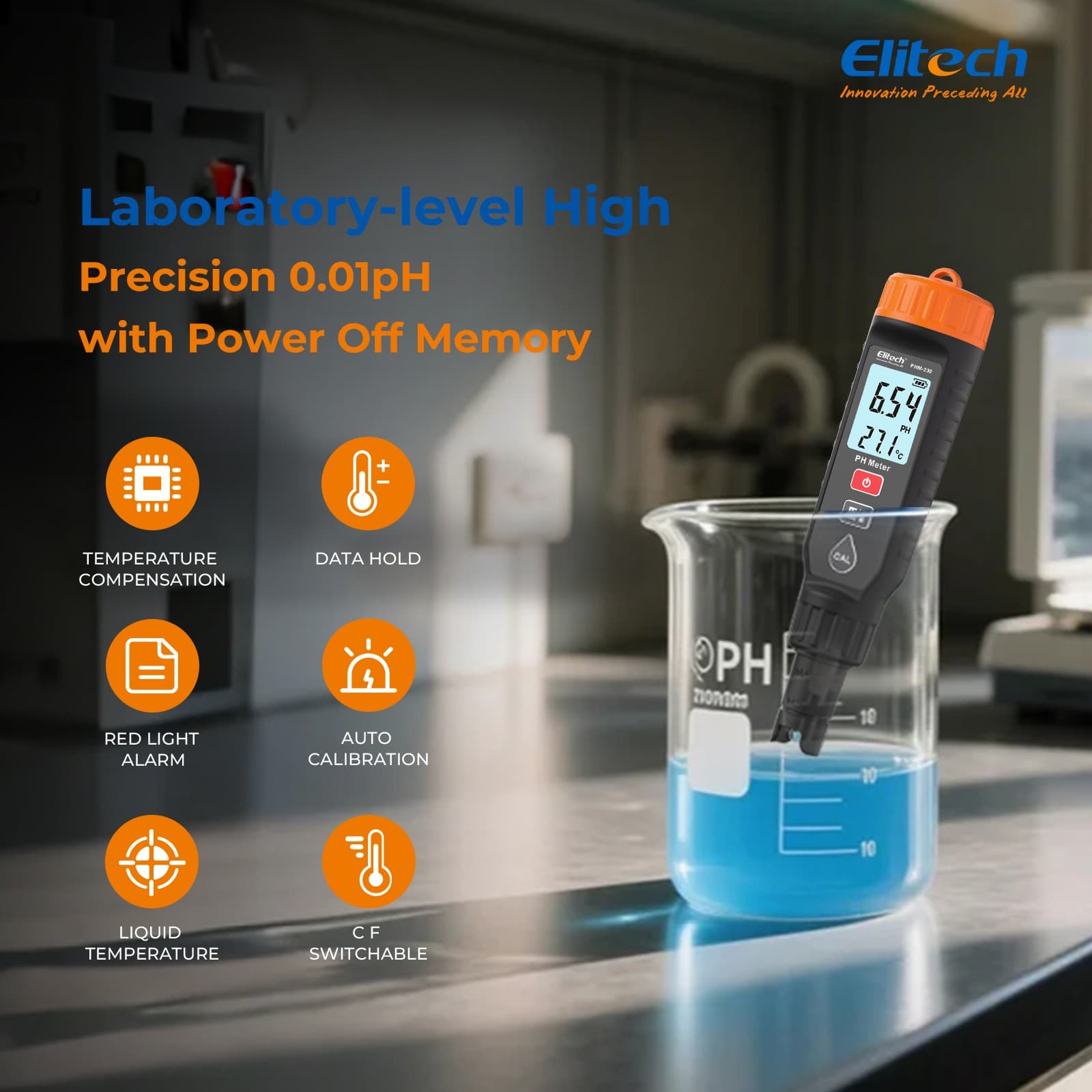 Elitech PHM-230 Professional pH Meter Pen Tester Water Hydroponics Pool Aquarium 2