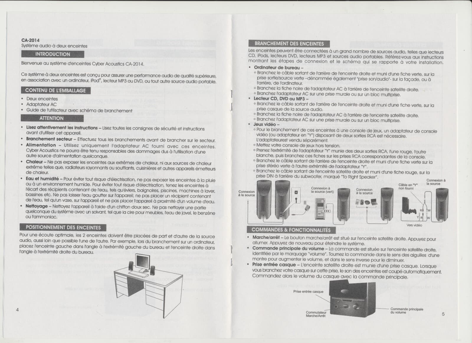 Cyber Acoustics CA-2014 Amplified Speaker System - Owner's Guide Only 4