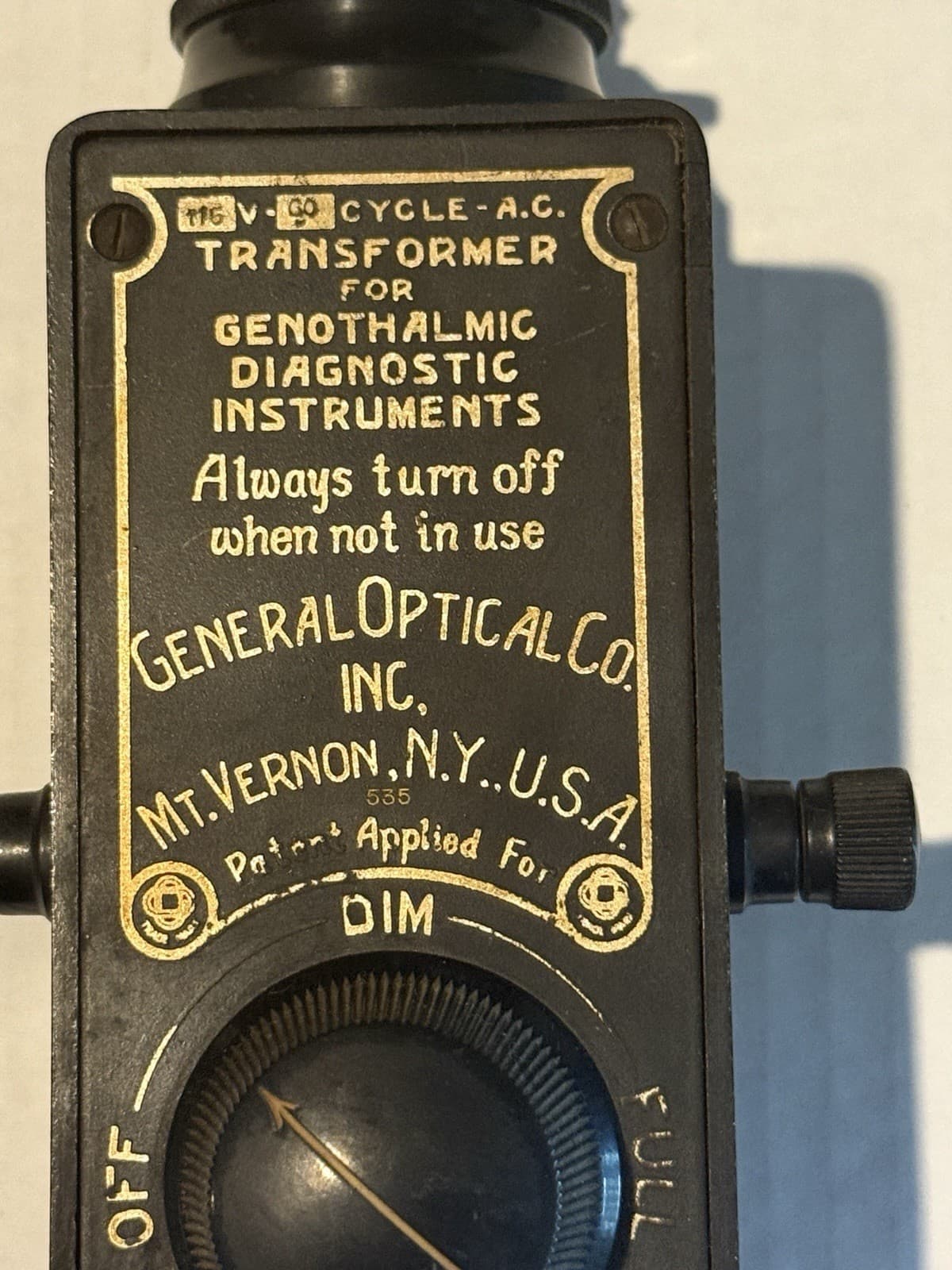 Antique Transformer  Genothalmic Diagnostic Instruments 1915 General Optical 5