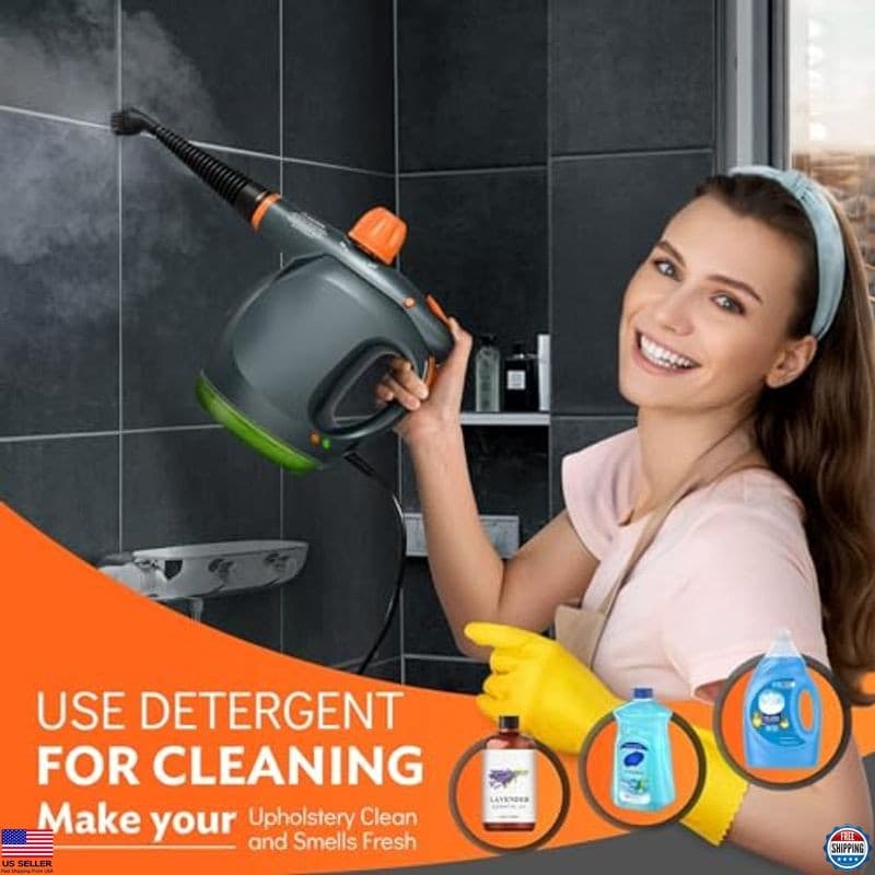 1250W Handheld Steam Cleaner with Detergent Tank & Safety Lock for Versatile Use 2