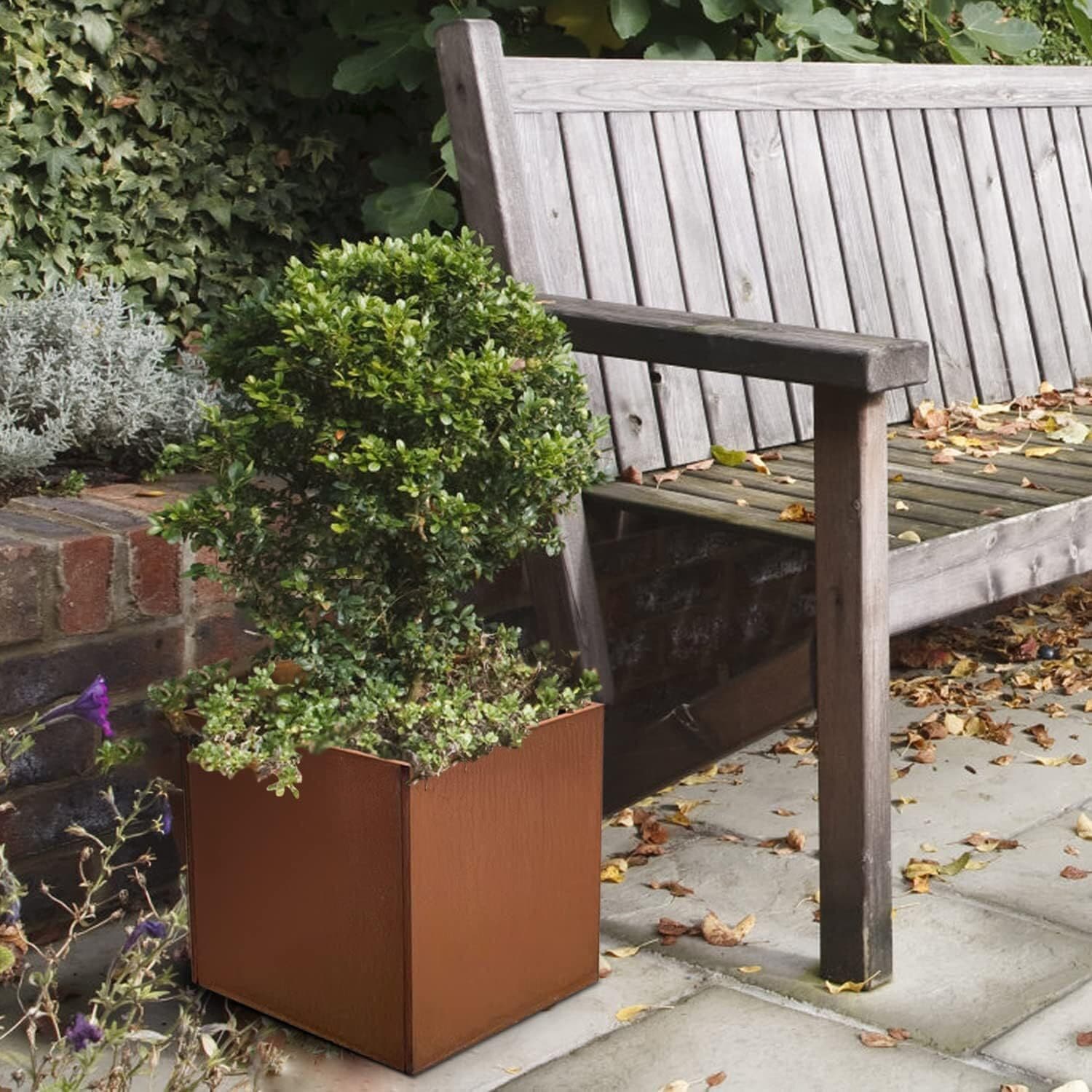 20x20x20-inch Corten Steel Planter Pot Metal Rustic Planter Box for Garden Patio 6