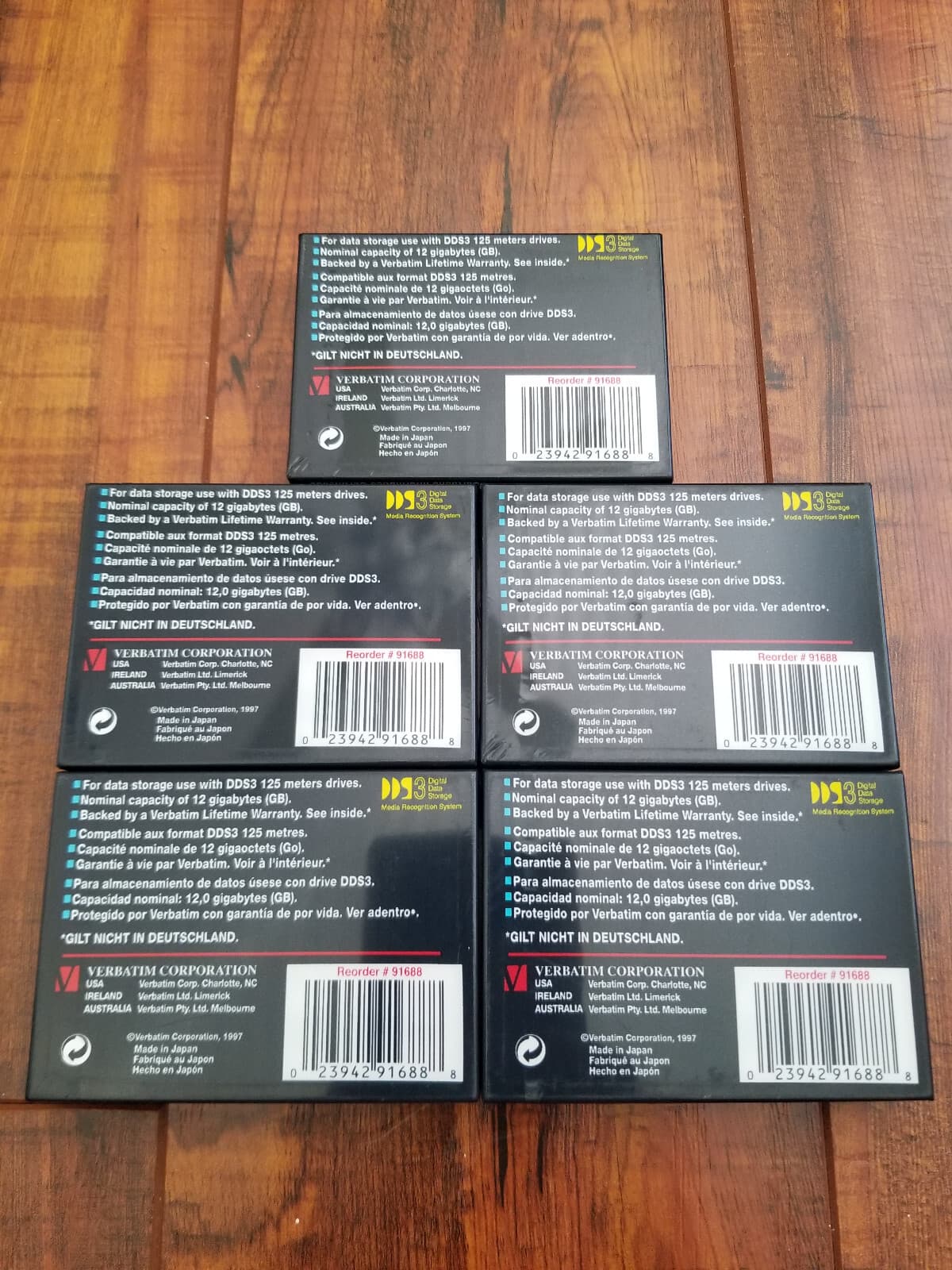 Lot of 5 - Verbatim DataLife 4mm-DL 125M 12GB DDS3 Data Cartridge Tape - NEW 2