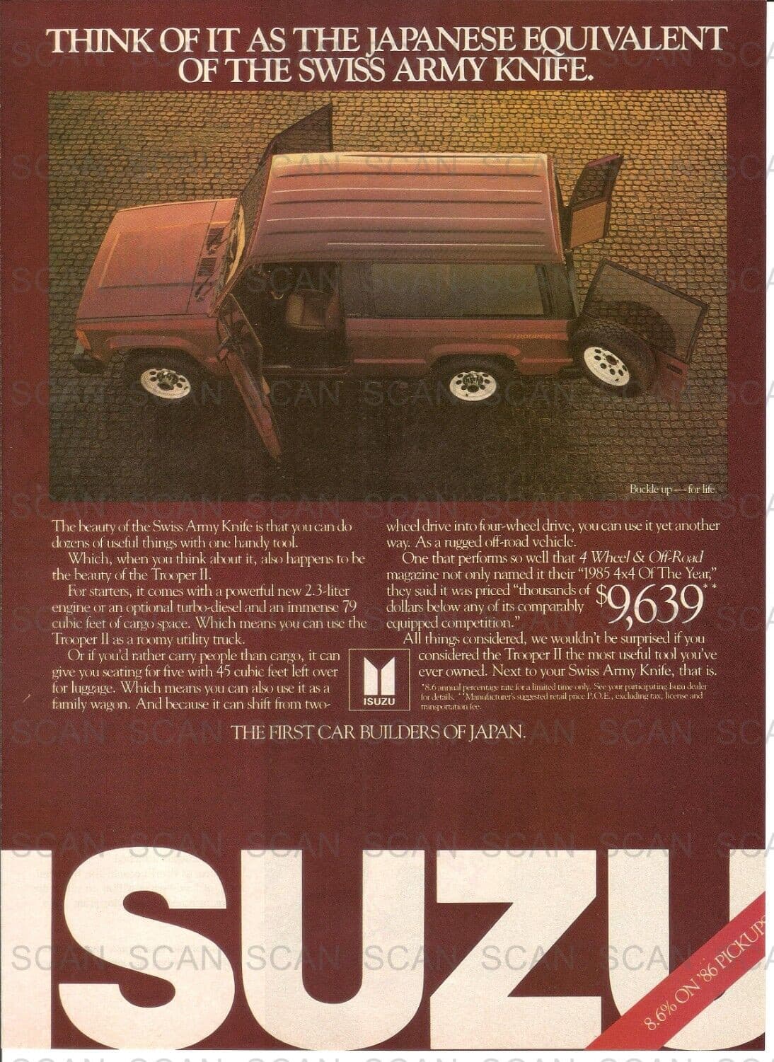 1986 Isuzu Trooper II  Vintage Magazine Ad   'Japanese Swiss Army Knife'